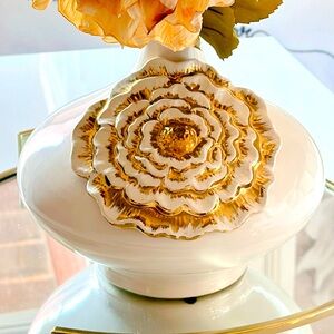 Elegant White and Gold Ceramic Vase